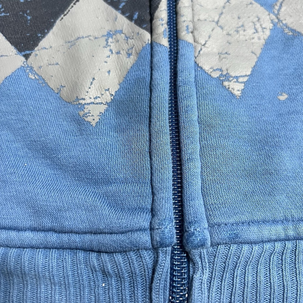 Y2K Hawk Boys Size XL 7X Blue Argyle Graphic Zip Up Hoodie Tony Hawk *READ - Picture 5 of 9